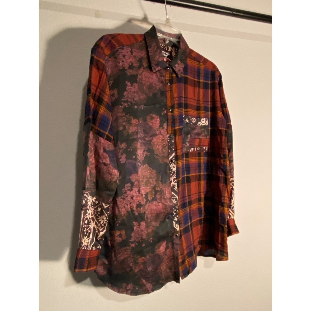 Johnny Was Workshop Patchwork Flannel Button Up F… - image 2